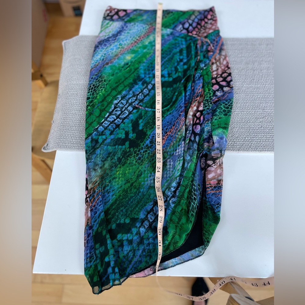 Vintage Y2K Mesmerize Emerald Green Low Rise Stretch Mesh Maxi Skirt Sz S - Picture 10 of 12